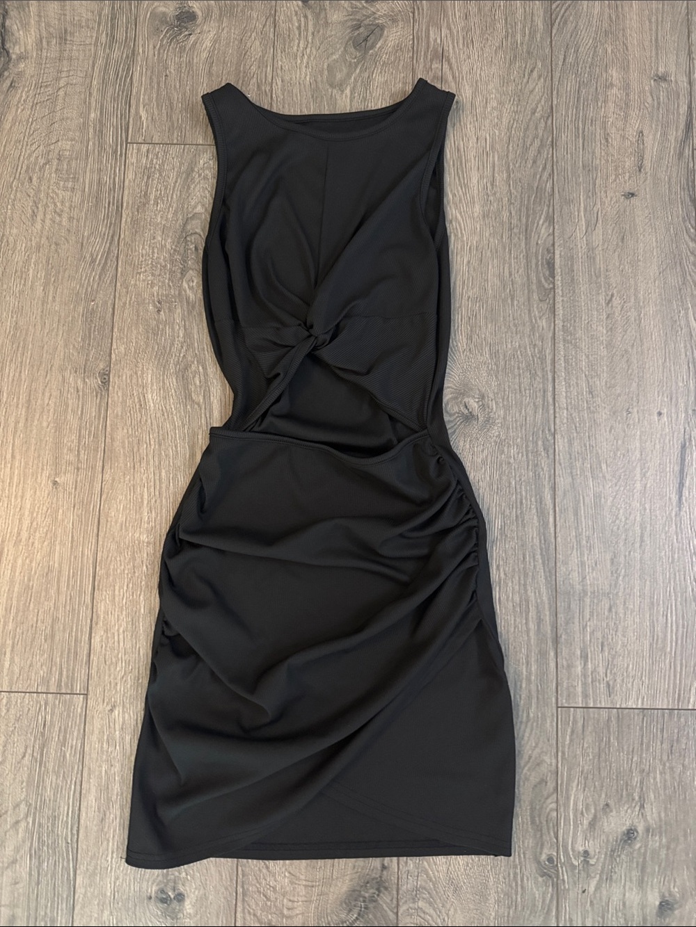 SHEIN Black Sleeveless Knot-Front Mini Dress